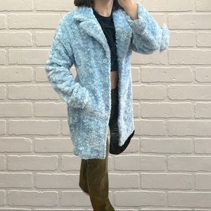 Fuzzy sky blue faux fur coat size M